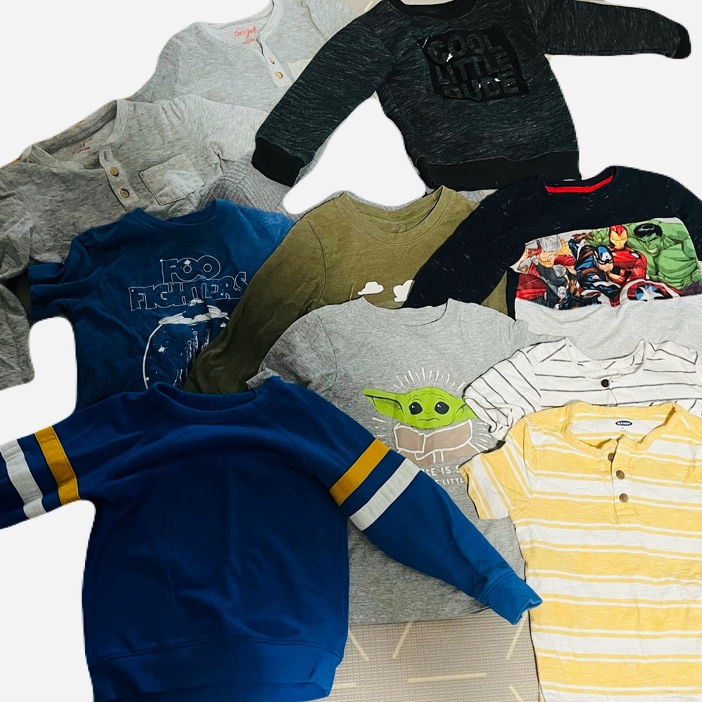 Assorted Kids Shirts & Tops - Gray, Black, Blue, Yellow